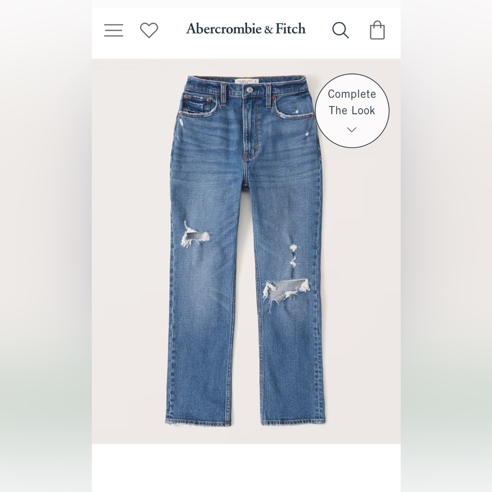 Abercrombie and fitch curve love ultra high rise ankle straight jeans size 26XS